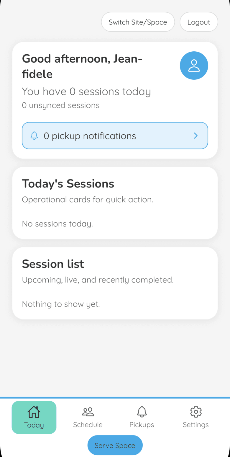 NexSteps mobile app today screen