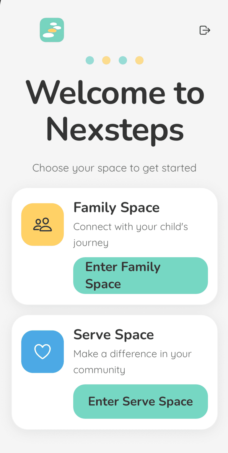 NexSteps mobile app space picker